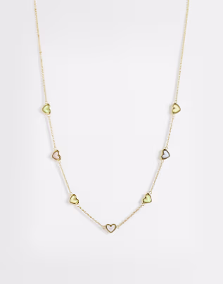 Multi color mini hearts necklace in 18k gold plated