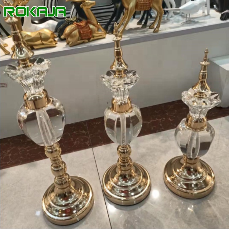 3 Pieces Set Crystal Glass Gold Accessories For Dining Table Luxury Interior Home Decor Office Decoration
