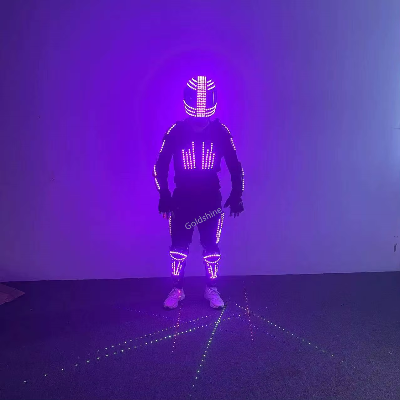 LED Dance Tron Robot Costume Luminous Men Armour Clothing RGB Stage Performance Clothing Party Fancy Dress