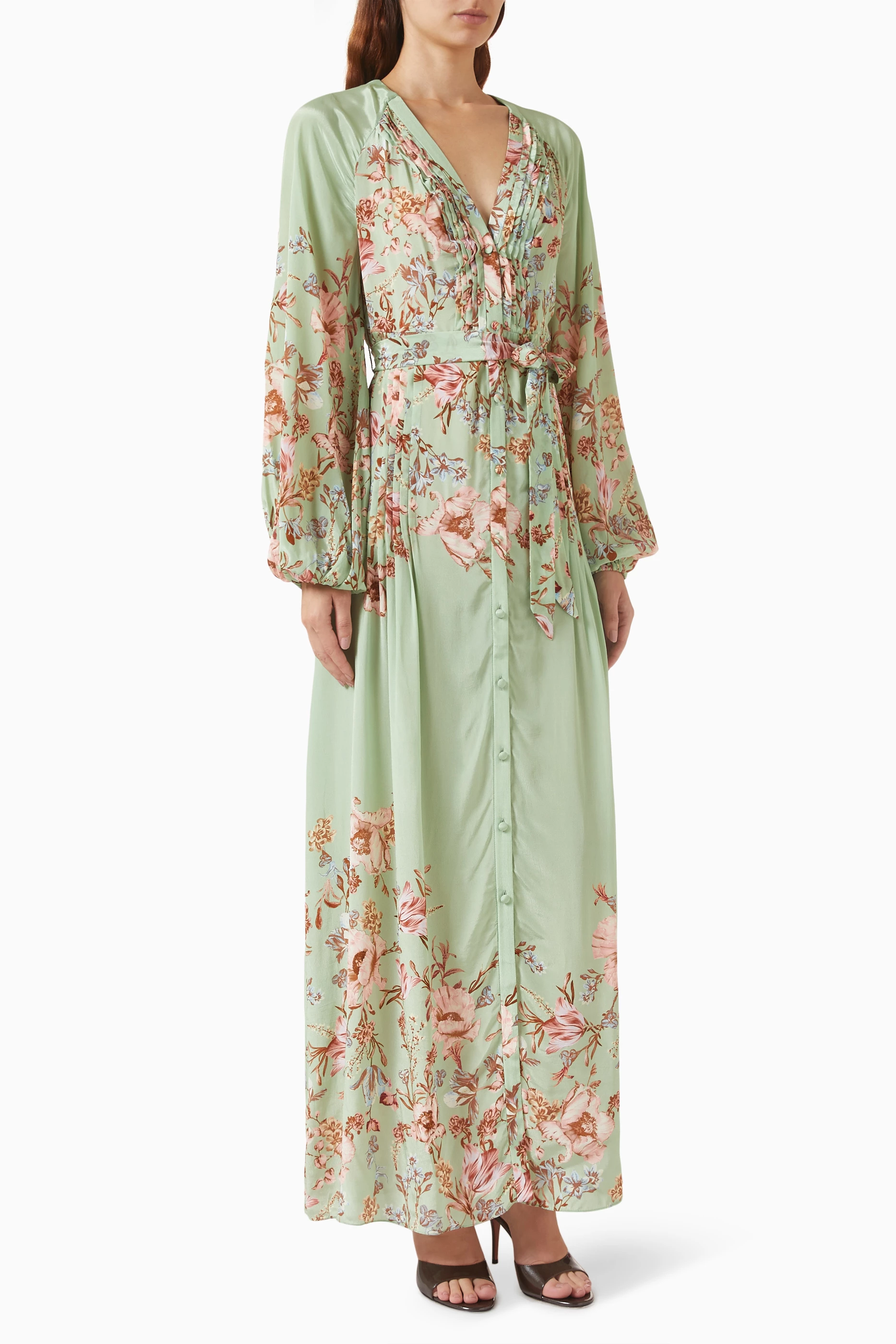 ANRABESS Women's Long Sleeve Floral Maxi Dress Casual V Neck Chiffon Boho Flowy Beach Fall Wedding Guest Party Long Dresses