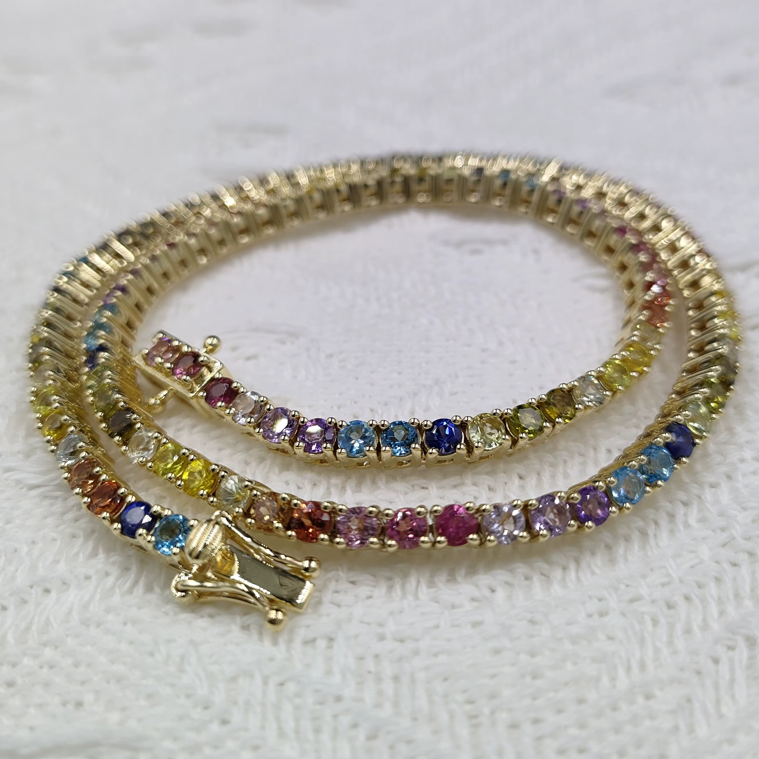9A&N Jewelry Wholesale Custom 14k Gold Chain Colorful Rainbow Tennis Chain