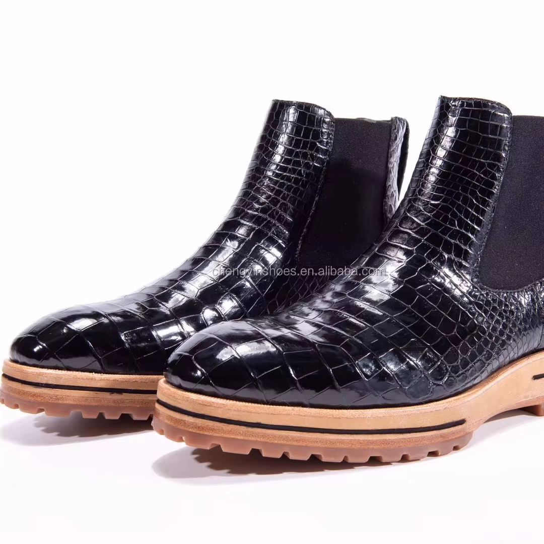 2023 Classic Boots For Men Shoes Leather Genuine Pure Crocodile Skin Shoes Men Waterproof Chaussures-Homme Shoes Men