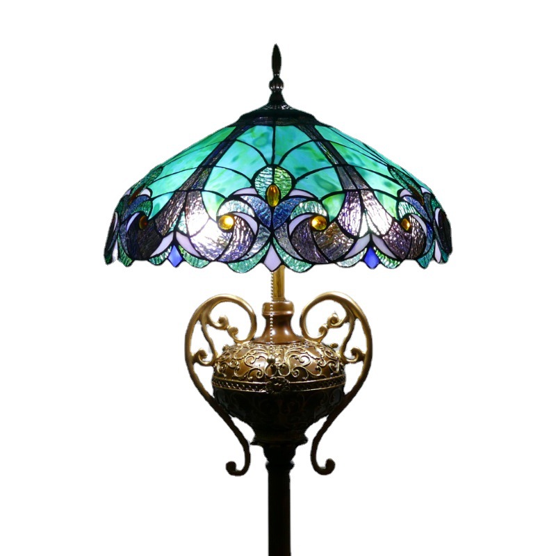 European American Retro Nostalgia Study Bedroom Office Vertical Lamps Stained Glass Dragonfly Floor Lamp (0 reviews)