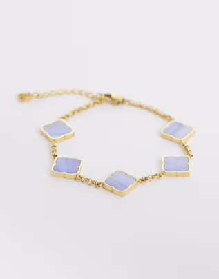 Abbott Lyon blue clover bracelet in 18k gold plated