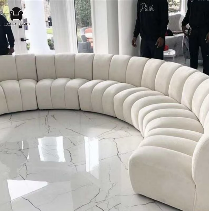 Custom italian high-end modular sectional leather sofa modern design velvet curved