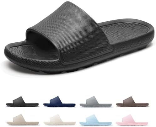 Shower Shoes for Men Women with Arch Support Non Slip Quick Drying Slides College Dorm Bathroom Sandals Pool Slides Lightweight Beach Sandals