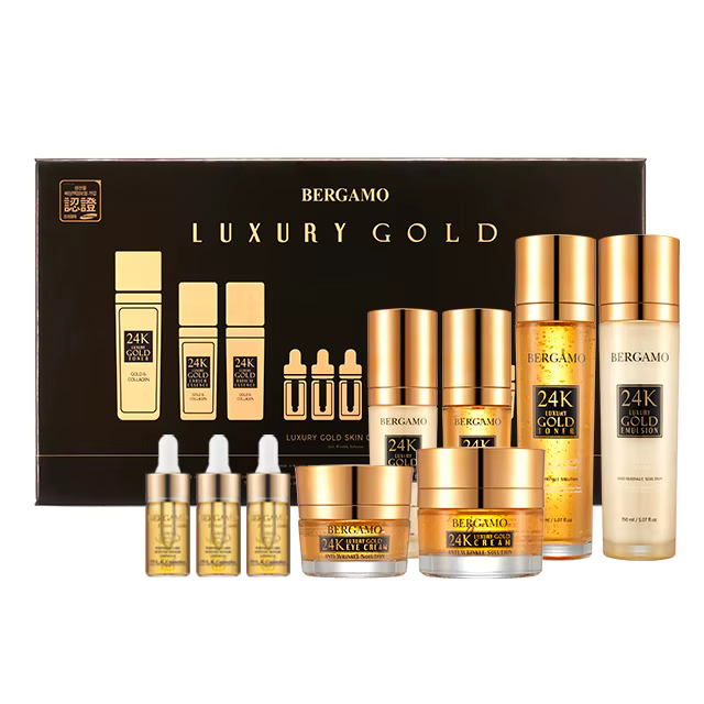 BERGAMO LUXURY GOLD SKIN CARE SET (9PCS) from korea high-focus winkle-care brightening skin balance cruelty-free
