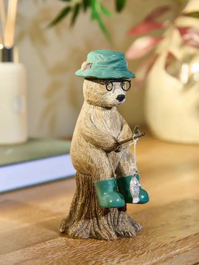 Natural Bertie The Bear Fishing Ornament