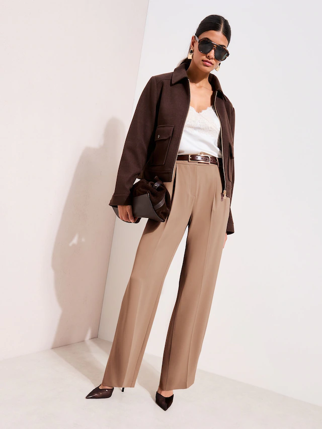 Friends Like These Lightweight Elastic Back Tailored Wide Leg Trousers