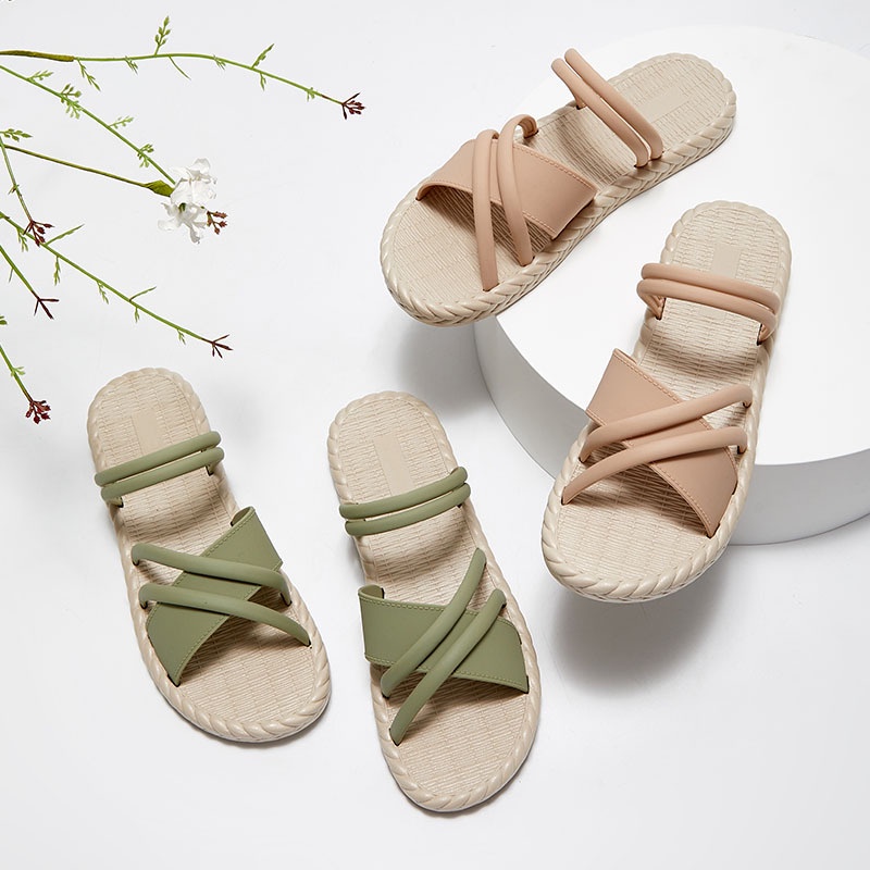 Ant Love Woven Bottom Sandals Women Summer New Style Silent Slippers Roman Sandals Flat Linen Slippers